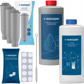 Příprava kávy Wessper pro kávovary Krups: 3x vodní filtr, odvápňovač, tablety, čisticí roztok, kartáček