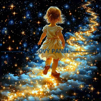 Látkový panel - Děti a hvězdy - DZ-225 Velikost: 15x15cm, Materiál: Kočárkovina