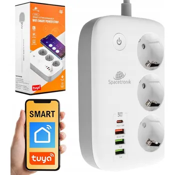 Napájecí kabel Prodlužovací Kabel lišta Spacetronik 2 m 3 ks bílá