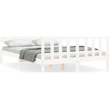 Postel Bílá postel z masivního borovicového dřeva 205,5 x 125,5 x 81 cm