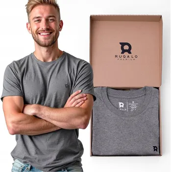 Pánské tričko Pánské bavlněné Tričko Premium s výšivkou, šedé logo Ruqalo, velikost L