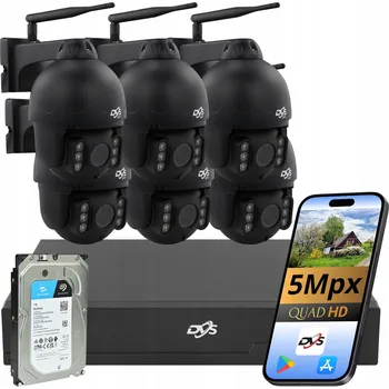 IP kamera Monitorovací sada DVS, sada 6 WiFi kamer 5MPx, otočná, monitoring, 1 TB