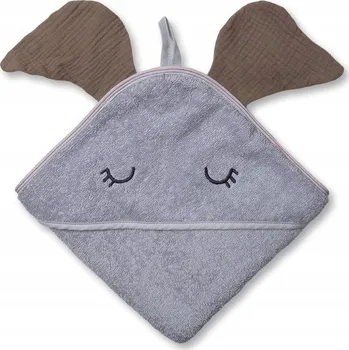 Hi Little One koupací ručník s kapucí 100 x 100 cm ELEPHANT Dark