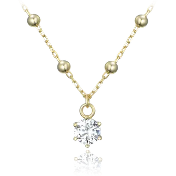 Náhrdelník Moonlit Stříbrný pozlacený náhrdelník se zirkonem na jemném řetízku