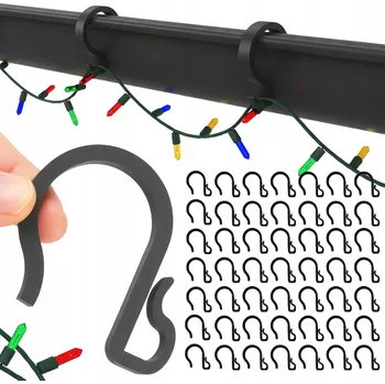 Věšák Univerzální háčky na okap pro světýlka, girlandy a dekorace, 50 ks, černé