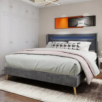 Postel Jednolůžková dřevěná postel Arhatreya 140x200 cm šedá