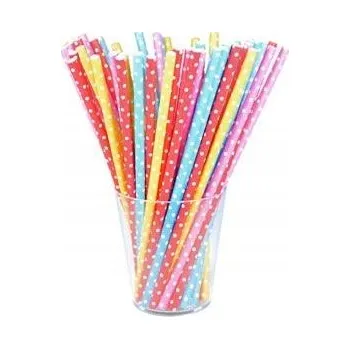 PAPÍROVÁ BRČKA NA PITÍ ČERVENÉ TEČKY 10 Ks