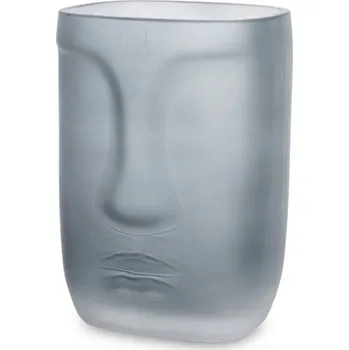 Váza Váza Obal na Květináč Tvář Šedá SKLO 15CM