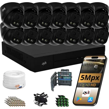 IP kamera SADA 14 ČERNÝCH VENKOVNÍCH ANALOGOVÝCH KAMER DVS PRO MONITORING 5 Mpx