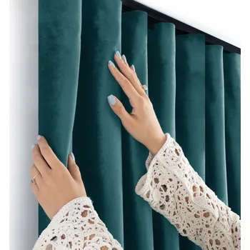 Obraz FILUMI Závěs samet VELUR Řasící Stuha wave TMAVĚ TYRKYSOVÁ 200x280