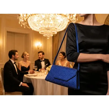 Kabelka Bestini Royal Midnight Gloss – elegantní večerní kabelka - Modrá