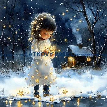 Látkový panel - Holčička s hvězdou - DZ-210 Velikost: 15x15cm, Materiál: Mikroplyš