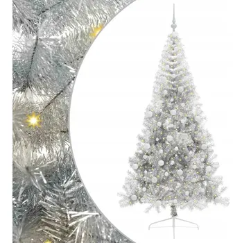 Vánoční stromek Umělý osvětlený vánoční stromeček Stříbrná 240 cm PET