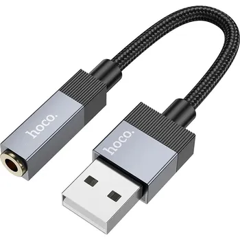 Audio kabel Adaptér / přepojka AUX HOCO - USB-A na Jack 3,5 mm - černý