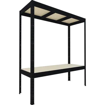 Dílenský regál Velký regál do sklepa Biedrax 60 x 160 x 177 cm, 2 police - černý/JSD 10 mm, 400 kg/pol.