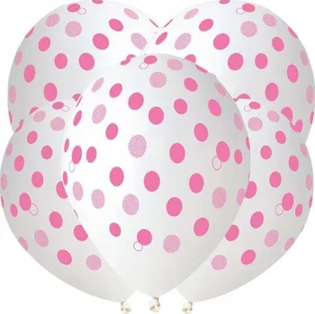 Balónek Latexové balónky Gemar GS110/GKIR 30 cm transparentní s růžovými puntíky 5 kusů