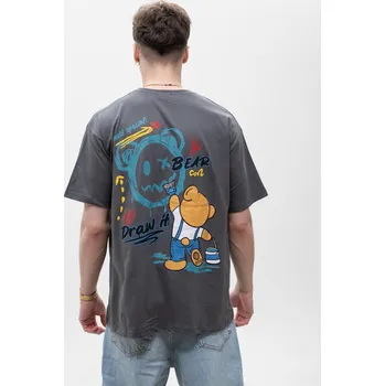 Pánské Tričko s krátkým rukávem a BARVA medvídka, šedé, MyStars XL