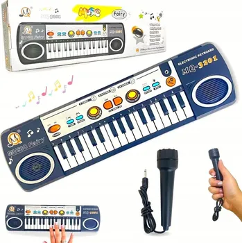 Hudební nástroj pro děti VELKÉ DĚTSKÉ KLÁVESY PIANO varhany + MIKROFON