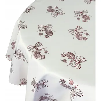 ubrus Ubrus Vánoční Odolný Skvrnám Štědrovečerní Bordó Baňka Kulatý prům. 160 cm