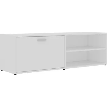 Televizní stolek Moderní bílá TV skříňka, 120 x 34 x 37 cm, s 1 dvířky a 2 přihrádkami