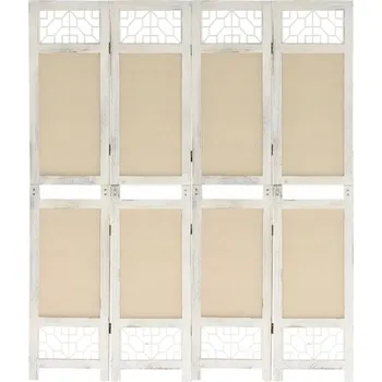 Paraván Paraván 4dílný, krémový, 140 x 165 cm, látkový