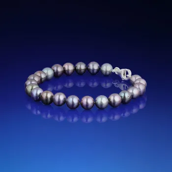 Náramek Perlový náramek AA-7 černý - stříbrná karabinka 925/1000 0,50g