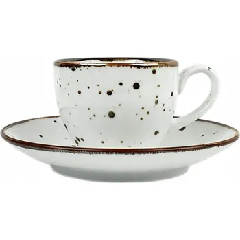 Bogucice šálek 300 ml s podšálkem, porcelán Cottage White Alumina, s tečkovaným vzorem