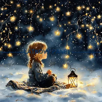 Látkový panel - Holčička s hvězdou - DZ-208 Velikost: 15x15cm, Materiál: Kočárkovina