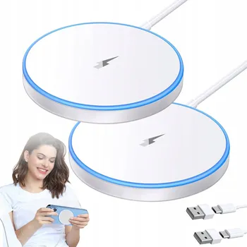 2x NABÍJEČKA - MAGSAFE IPHONE 12 13 14 15 16 / AIRPODS / WATCH - BÍLÁ