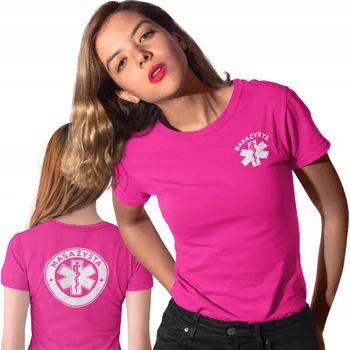 Dámské tričko Masérka Tričko dámské pro masérku eskulap, potisk vpředu i vzadu, velikost L