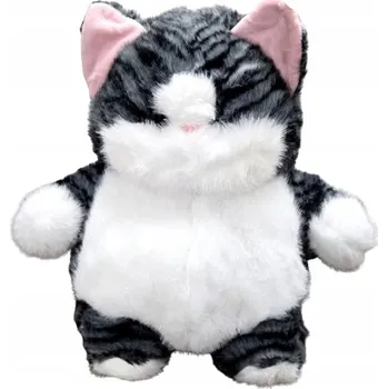 plyšák ELEFUN Plyšák plyšový KOČIČKA 30 cm ŠEDÝ S PRUHY 861 0+