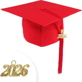 Čepice Promoční čepice MATT - červená, Barva střapce 400 - červená, Barva čepice 400 - červená