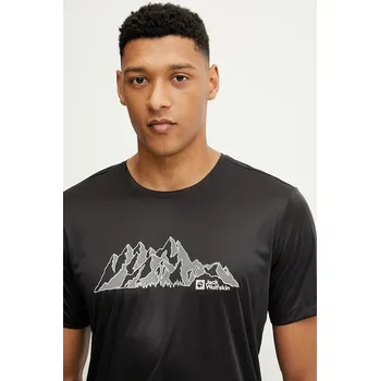 Pánské tričko Sportovní tričko Jack Wolfskin Peak Graphic pánské, černá barva, A63269 99X, vel. XL