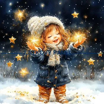 Látkový panel - Holčička s hvězdou - DZ-263 Velikost: 25x25cm, Materiál: Mikroplyš