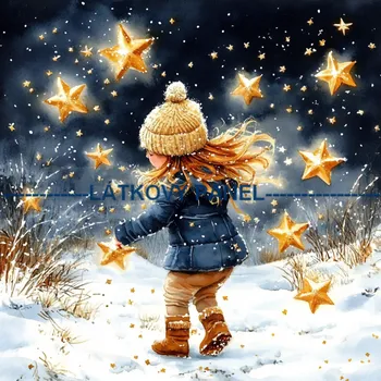 Látkový panel - Holčička s hvězdou - DZ-255 Velikost: 30x30cm, Materiál: Kočárkovina