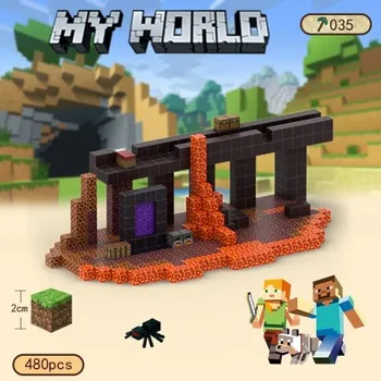 Hračka pro nejmenší iMex Toys Magnetická stavebnice XXXL 480 ks ve stylu minecraft - Nether Fortress + 15 figurek