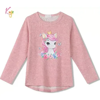 Dívčí tričko dlouhý rukáv Kugo WL0941 tmavší růžové