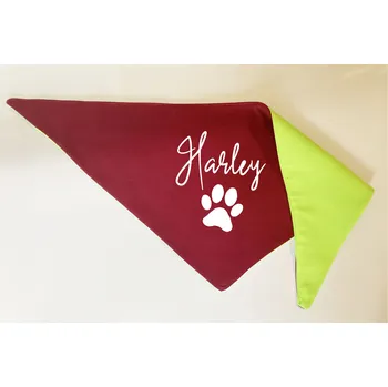 Obleček pro psa Šátek pro psa se jménem, Bordó-zelená-bílý potisk (Šátek pro psa se jménem)