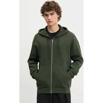 Pánská mikina Bavlněná mikina HUGO Dapozip pánská, zelená barva, s kapucí, s potiskem, 50548651 79X, vel. M