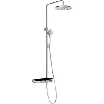 Ravak TERMO TE 094.02CR/BL sprchový set s termostatickou baterií, horní sprcha, ruční sprcha se 3 proudy, tyč, hadice, chrom/černá