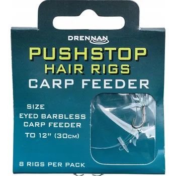 Rybářský háček Spodní Háčky s návazcem Drennan Pushtop Carp Feeder Hair Rigs 8 ks