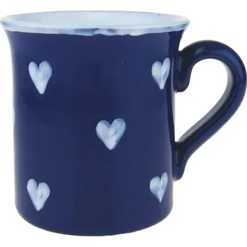 Hrnek rovný modrý s bílými srdíčky 0,35 l (Keramický hrnek srdce)