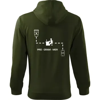 Pánská mikina Programátor mobil - Mikina s kapucí na zip trendy zipper - M ( Military )