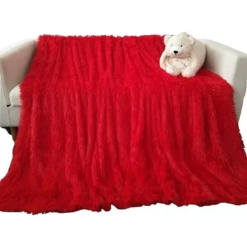 Přehoz na lůžko DEKA / PŘEHOZ CHLUPATÝ 220x240 ČERVENÝ OBOUSTRANNÝ