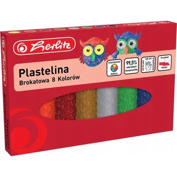 Modelovací hmota Plastelína HERLITZ s třpytkami, 8 barev
