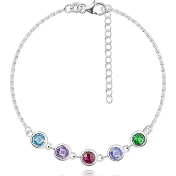 Náramek Náramek ze stříbra 925 - barevné kulaté zirkony v hladkém lemu