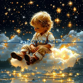 Látkový panel - Děti a hvězdy - DZ-218 Velikost: 20x20cm, Materiál: Úplet