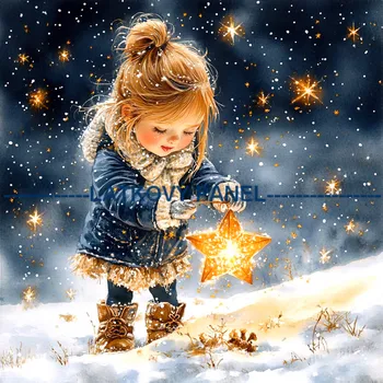 Látkový panel - Holčička s hvězdou - DZ-245 Velikost: 15x15cm, Materiál: Mikroplyš