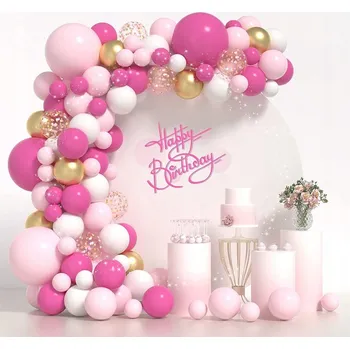 Balónek Sada balónků růžovo-zlatá girlanda stěna balónky 121 Ks.