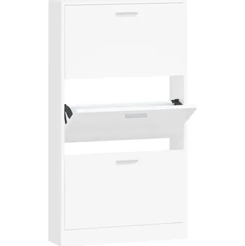 Botník Botník se 3 výklopnými zásuvkami, bílá, 59x17x108 cm
